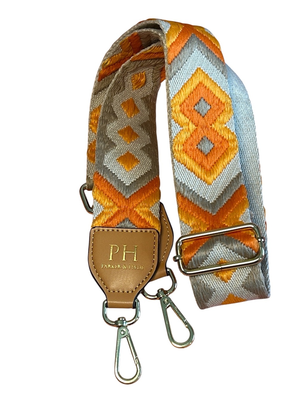 Parker & Hyde Accessory Adjustable Shoulder Strap bohemian embroidered Orange